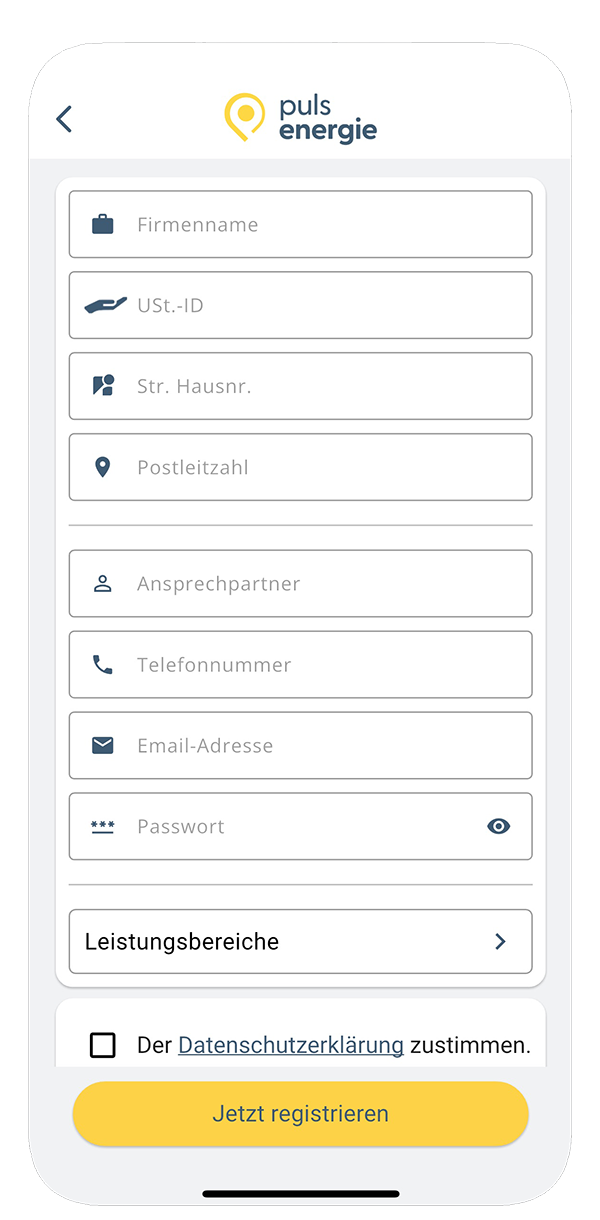 Registrierung mobil App