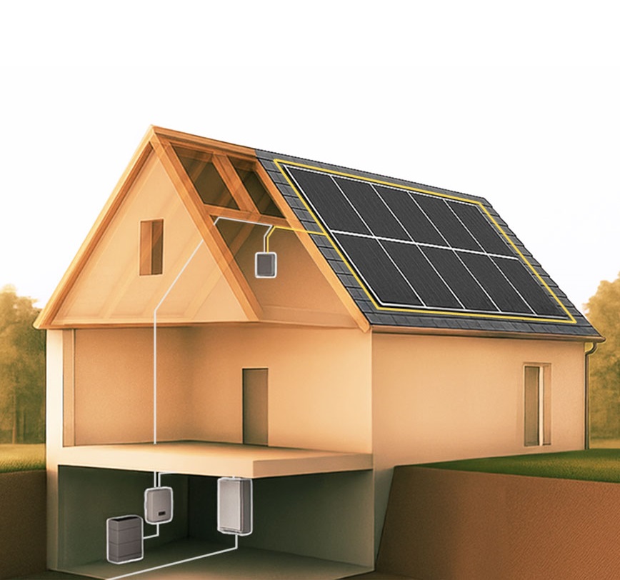 Einfamilienhaus mit Solardach und Installation mobil